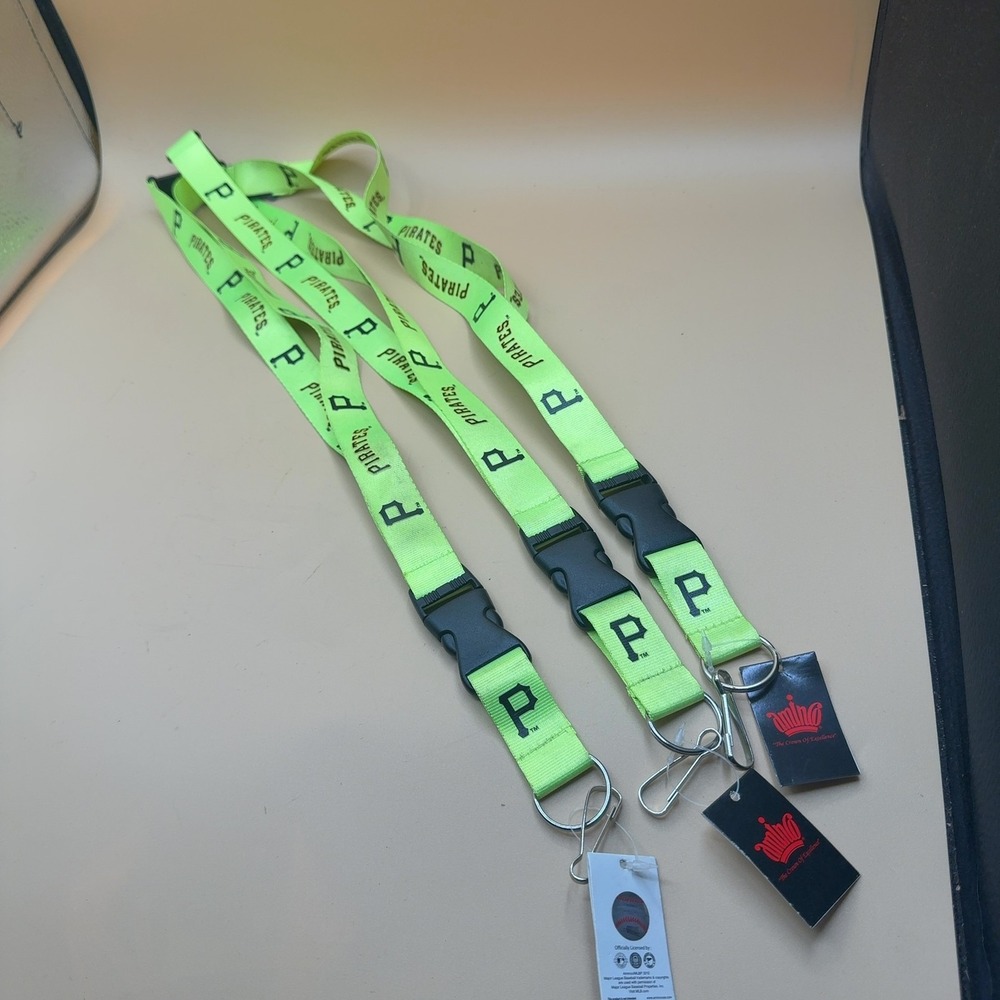 (3) Aminco Pittsburgh Pirates MLB Lanyard Neon Green 3-Pack
